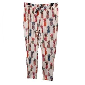 J. Crew Cotton Colorful Pineapple Patterned Summer Jogger Crop Pants sz 4